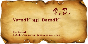 Varsányi Dezső névjegykártya